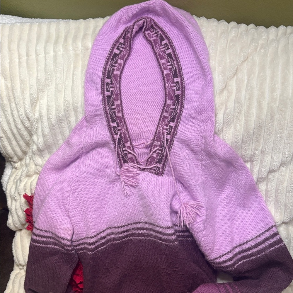 Stylish Pink and Purple Knit Hoodie from Peru